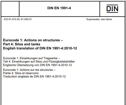 Cover sheet DIN-EN 1991-4, Silo Loads